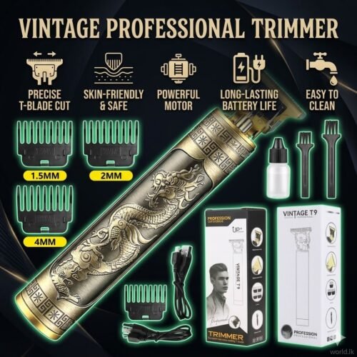 1 (10) Rechargeable Vintage Professional T9 Full Set of Hair Trimmer VPPT